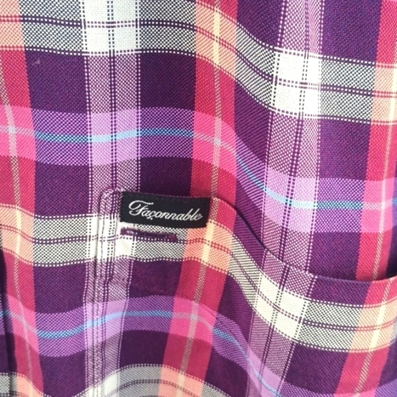 Faconnable cotton long sleeve button down purple plaid shirt size M - Picture 3 of 7